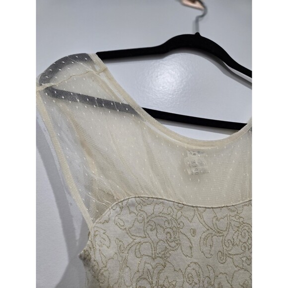 Free People Starlight Mini Dress Size XS Cream Mesh Lurex Bodycon Neutral Summer - Picture 7 of 9